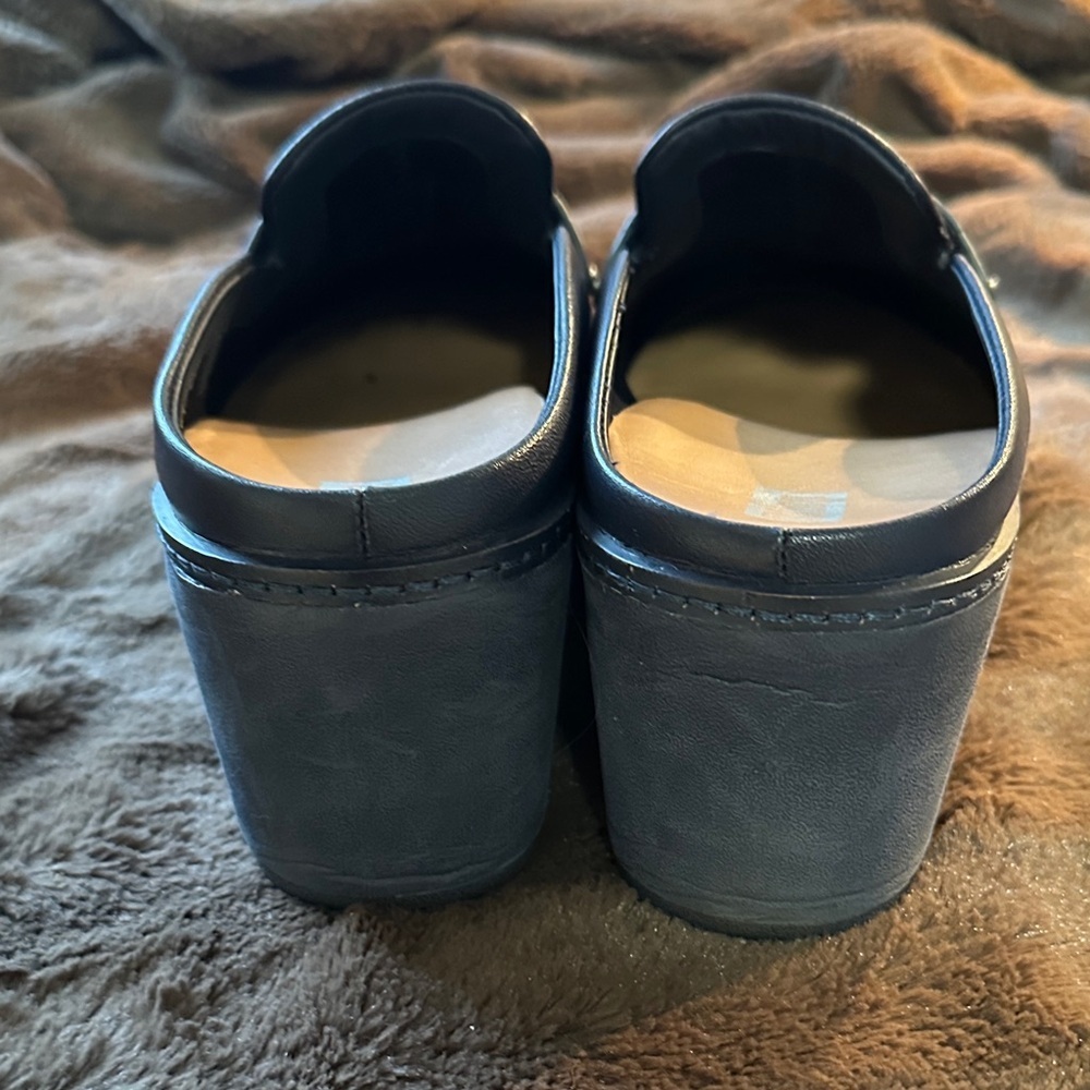 Fitflop Pilar Leather Platform Navy Mules with Buckle - Picture 4 of 12